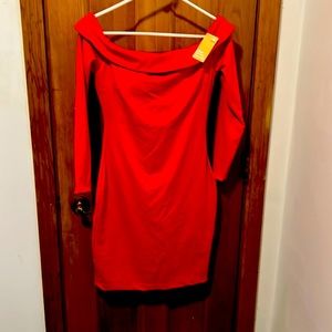 Off the should red Popilush dress with spanks attached